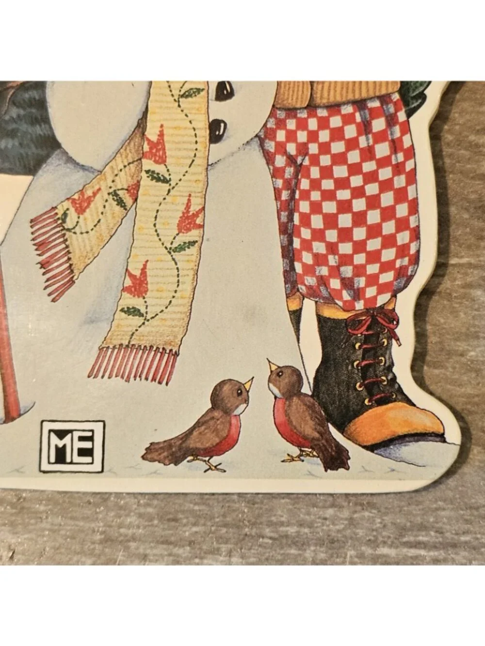 Vintage Mary Engelbreit Winter Pals Ornament Snowman Boy Gift 5.5 Inches